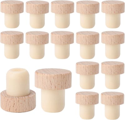 Houten Flessendop T-vormig - 16 Stuks voor Wijn en Bier, Herbruikbare Kurken voor Thuisgebruik