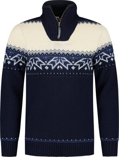 Norfinde Noorse trui met traditioneel sterrenpatroon- 100% wol - donkerblauw