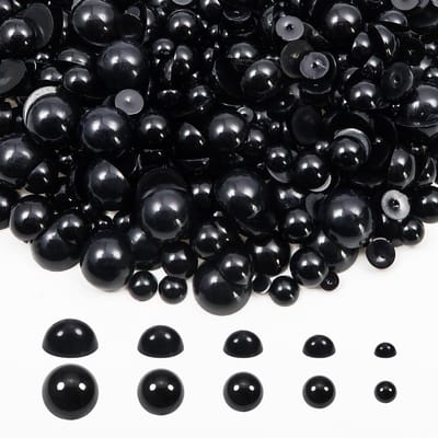 Kralen Zwart Platte Rug Parel Halve Ronde Kunststof Kralen 4 mm 6 mm 8 mm 10 mm 12 mm voor Decoraties Scrapbooking Nail Art doe-het-zelf Handwerk Modesieraden