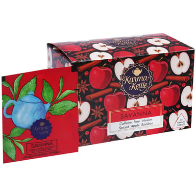 Rooibosthee met kruiden en appel (20 pakjes, 2 gram), Savanna, Karma Ketel black