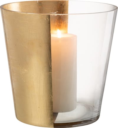 J-Line windlicht boe - glas - transparant/goud - large