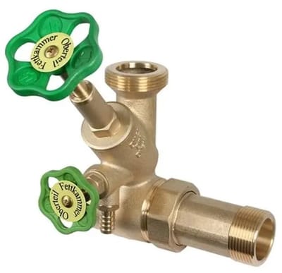 Schlösser Armaturen JS Aftak-T-ventiel, vrije-stroom ventiel met stijgende spindel, DN25, ingang 1 1/4'', bovenste uitgang 1 1/2'', 0075002503001