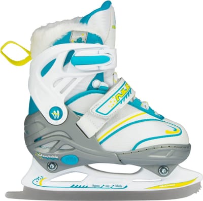 Nijdam Kunstschaats - Verstelbaar - Maat 38-41 - Semi-Softboot - Wit/Blauw