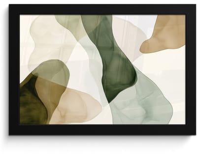 Poster in lijst - Fotolijst 30x20 cm - Posters - Japandi - Abstract - Groen - Posterlijst zwart - Decoratie - Wanddecoratie woonkamer - Muurdecoratie slaapkamer