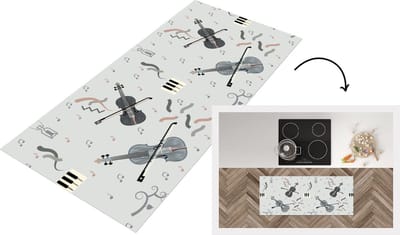 Keukenloper - Loper keuken - Patroon - Muziek - Viool - 120x50 cm - Keukenloper vinyl