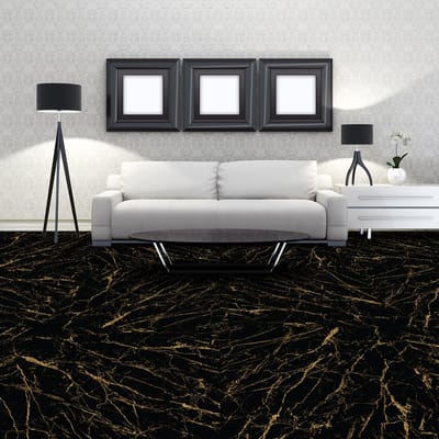 Antislip vloerstickers met beschermende coating - ZWART EN GOUDEN MARMEREN VLOER - 1 sticker van 40x40 cm