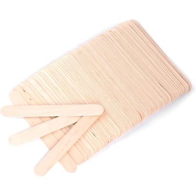 100Pcs/Sac Bâton d'Épilation Spatule Applicateur Spatule en Bois Dépresseur Lingual Médical Jetable white