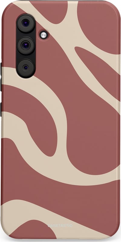 Casetastic Hoesje Geschikt voor Samsung A54 (5G) - Stijlvolle Beschermende Duo-layer Case - Terracotta Mediterranee Golven