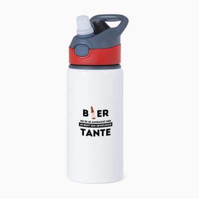 Hacebo® - bier, nu ik je aandacht heb je bent een geweldige tante waterfles met rietje rood - de beste tante - verjaardagscadeau - verjaardag - cadeau - cadeautje voor tante - tante artikelen - kado - geschenk - gift - water fles - 650ML