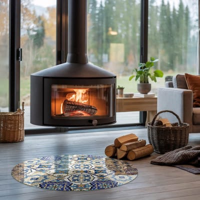 Coloray Vloerplaat Houtkachel - Plaat voor Onder Houtkachel - 90 cm x 90 cm - Open Haard Accessoires - Blauw Vloerplaat Kachel - Onderplaat Voor Houtkachel - Plaat onder Houtkachel - Kachel Onderplaat - Verwarmingsaccessoires