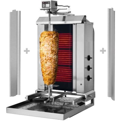 GGM Gastro Elektro Gyros-/ Dönergrill - 3 bewegliche Brenner - max. 40 kg - inkl. 2 Flügeltüren