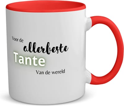 Akyol - voor de allerbeste tante van de wereld koffiemok - theemok - rood - Tante - de beste tante - verjaardagscadeau - verjaardag - cadeau - cadeautje voor tante - tante artikelen - kado - geschenk - gift - 350 ML inhoud
