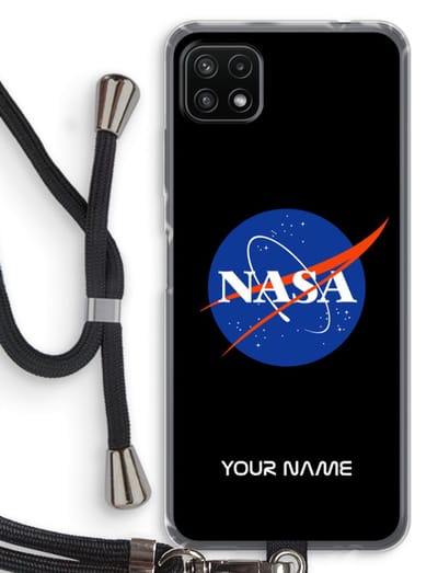 Gepersonaliseerd - Case Company® - Hoesje met koord geschikt voor Samsung Galaxy A22 5G hoesje met Koord - NASA - Telefoonhoesje met Zwart Koord - Bescherming aan alle Kanten en Over de Schermrand