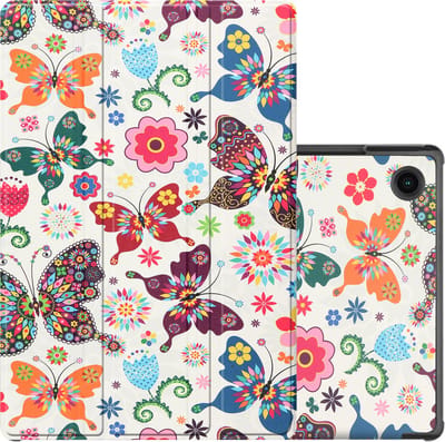 Hoes - Geschikt voor Samsung Galaxy Tab A8 - Dun & Stevig - Trifold Bookcase - Hard Cover - Hardcover Book Case - Tablet Hoesje - Vlinders