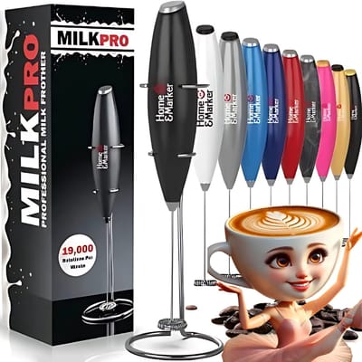 Home & Marker - Melkopschuimer Elektrisch - Melkschuimer - Melk Opschuimer - Melk Schuimer - Milk Frother - Milk Foamer - Zwart - MILKFROTH
