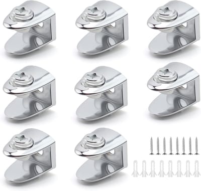 Kleine conische glashouders, 8 stuks, verstelbare wandmontage, zinklegering, voor 5-10 mm dikke glasplaten, stevige glasplankdragers