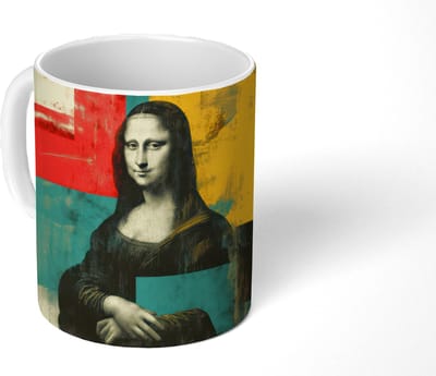 Mok - Koffiemok - Vrouw - Kleurvlakken - Klassieke schilderkunst - Mokken - 350 ML - Beker - Koffiemokken - Theemok