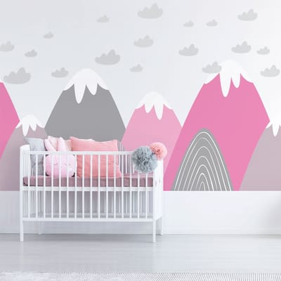 Muurstickers voor kinderkamers - Decoratie voor de babykamer - Gigantische muursticker voor kinderen met Scandinavisch bergdesign van ELIKA - 60x90cm