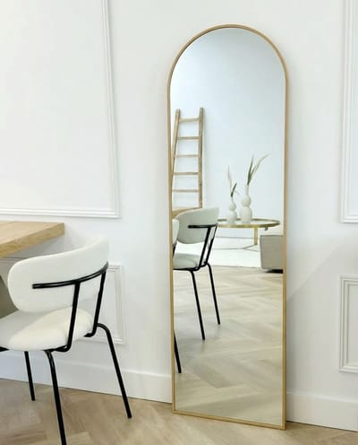 Nordic Style® Boogspiegel 150x45cm - Naturel Eiken hout - Scandinavische Spiegels - Halfrond - Pas spiegel - Staande spiegel - Kleedkamer spiegel - Pas - Boog - Half Rond Ronde - Woonkamer - Wand - Muurspiegel - Muur
