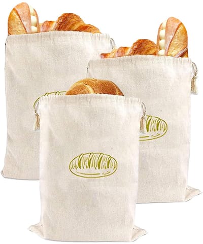 Broodzakken, draagbare broodzakken, herbruikbare broodzakken met trekkoord, broodzak voor zelfgemaakt brood, houdt vers, bakwaren 40 x 30 cm