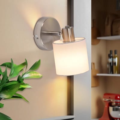 NETTLIFE Opbouwspot - 1-lichts - nikkel - E14 Fitting - met Stof Lampkap - 350° draaibar Plafondspot - Vintage Keukenlamp - Max. 40W - Metaal - voor Slaapkamer | Hal | Woonkamer - Zonder Lichtborn - L 10cm