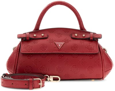 GUESS handtas schoudertas Diana Mini Top Handle Flap Dark Cherry Logo rood