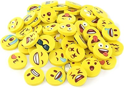 Gele mini-gum met emoji's, 100 stuks, perfect voor kinderen, studenten en feestjes