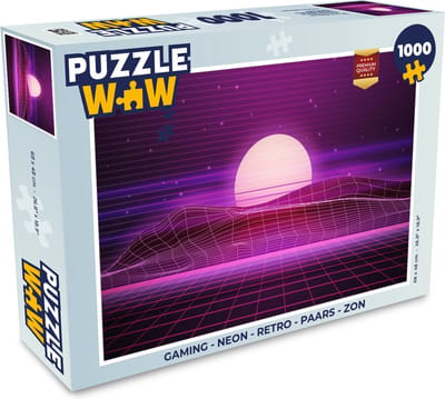 Puzzel Gaming - Neon - Retro - Paars - Zon - Gamen - Legpuzzel - Puzzel 1000 stukjes volwassenen