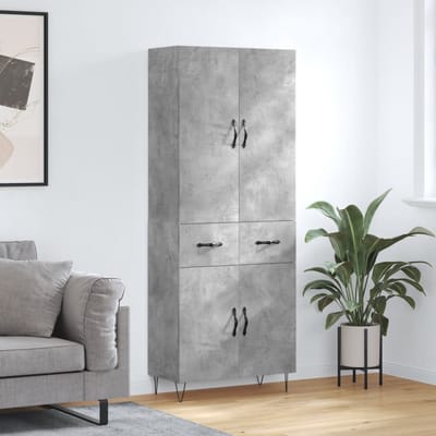 vidaXL - Hoge - kast - 69,5x34x180 - cm - bewerkt - hout - betongrijs