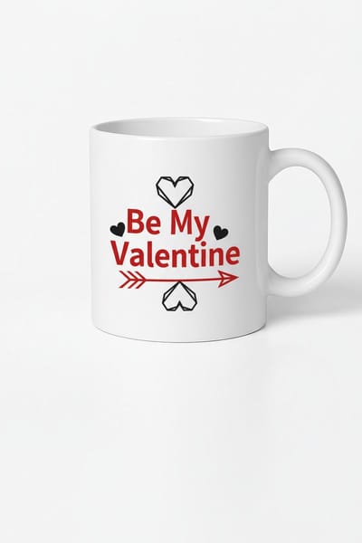 Valentijn Mok 'Be My Valentine' - Romantisch Cadeau met Hartjes en Pijl