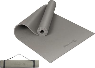 Yogamat met draagriem voor thuis en in de sportschool - Pilates Fitness - Vloertraining - 1/4 dik - Aardebruin Grijze kleur Yoga mat