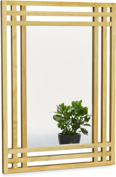 wandspiegel hout - 70 x 50 x 2 cm - met lijst - badkamerspiegel