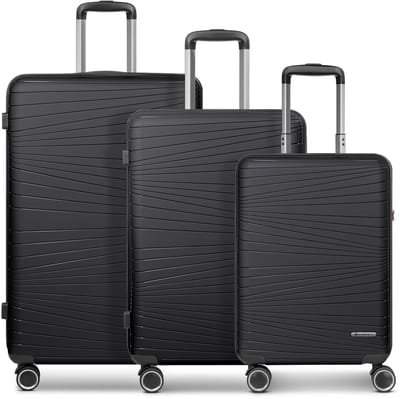Franky Dallas 3.0 4-wiel kofferset 3-delig met stretch plooi - Harde bagage - TSA slot - black