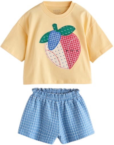 Next - Meisjes - Set van T-shirt en fietsshorts - Geel
