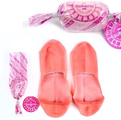 Kousenvoetjes in vorm van een snoepje - 1 paar - licht roze