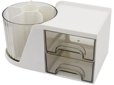 Dailygoody - Bureau-organizer - 360 graden draaibaar - Multifunctionele pennenhouder - Wit - Desk organizer - Perfect voor thuis en kantoor - Pra