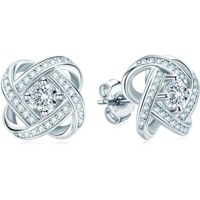 Originele Gecertificeerde Bruiloft Oorknopjes 4mm Moissaniet Twist Bloem Oorbellen voor Vrouwen Sterling Sieraden Feest white