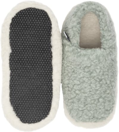 LuLu- Pantoffels Dames - Sloffen - Groen Wit - 100% Schapenwol - Antislip zool - Maat 39 - 40
