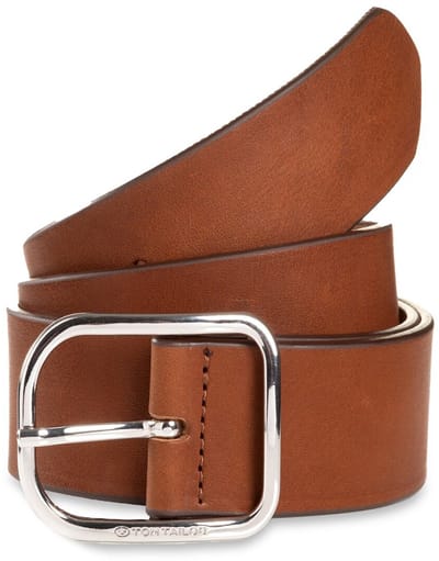 Tom Tailor - TTHELEN leren riem met afgeronde gesp - Maat 90 - light brown