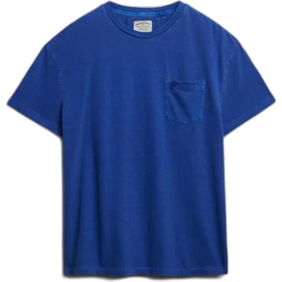 Superdry Classic Cotton Linen Pocket T-shirt Relaxed Pasvorm Light Blue Grootte: S