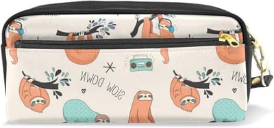 Potlood Tas - Etui Pennen - School Organiseren - Waterdicht PU Leer - 20 cm Lengte - Luiaard Print