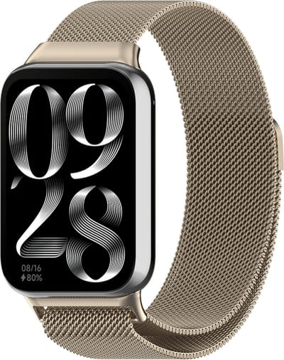 Strap-it Milanees bandje - Milanese band met magneetsluiting - geschikt voor Redmi Watch 4 / Redmi Watch 5 / Redmi Watch 6 / Xiaomi Smart Band 8 Pro / Xiaomi Smart Band 9 Pro / Xiaomi Smart Band 10 Pro - champagne goud