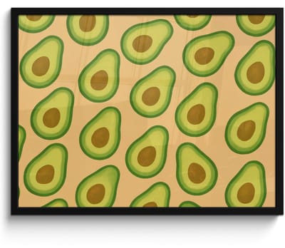 Poster in lijst - Fotolijst 70x50 cm - Posters - Avocado - Patroon - Groen - Pit - Posterlijst zwart - Decoratie - Wanddecoratie woonkamer - Muurdecoratie slaapkamer