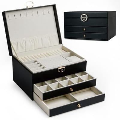 Sieradendoosje met Drie Lagen - Elegante Opbergoplossing voor Sieraden in Geometrische Stijl