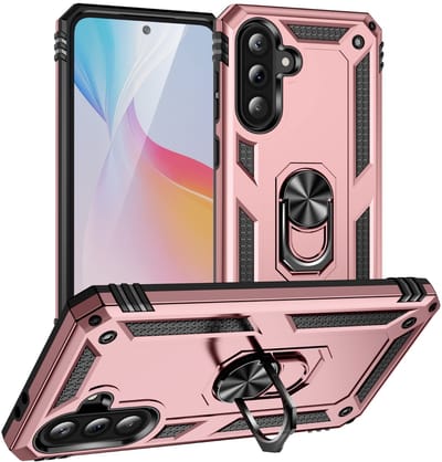 Coverup Hoesje - Geschikt voor Samsung Galaxy A37 Hoesje - Coverup Armor Ring Kickstand Back Cover - Rose Gold