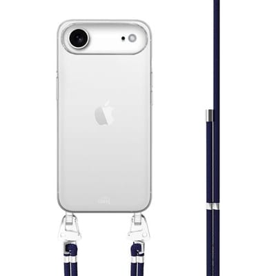 xoxo Wildhearts siliconen hoesje - Geschikt voor iPhone 17 Air - Navy Overload - Telefoonhoesje - Hoesje met koord - telefoonkoord - Transparant hoesje - In lengte verstelbaar - Blauw koord
