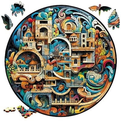Aardse Scenery Rond Puzzel Kunst Onderscheidend Vormgegeven Stukken Speelgoed ideaal voor Volwassenen Kerstmis verjaardag Landschapsvorming Cadeau W14406WW-