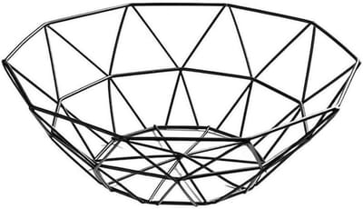 Decoratieve Fruitmand - Opbergmand Display - Keuken Organiseren - 360 Graden Luchtcirculatie - 26.5 cm - Zwart