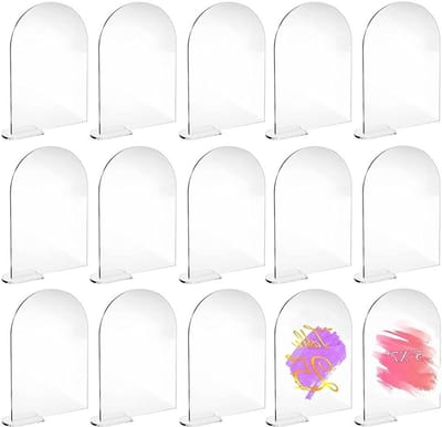 Elegante Curved Seating Cards voor Bruiloften - 15 Stuks Acryl Tafelnummerhouders, Transparante Plaatskaarten en Signalen met Stand