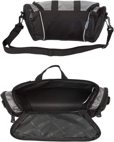 Fietsmand en stuurzak voor fiets, top tube tas, accessoires voor mountainbike en stadsfiets met schouderband (Zwart en Grijs)